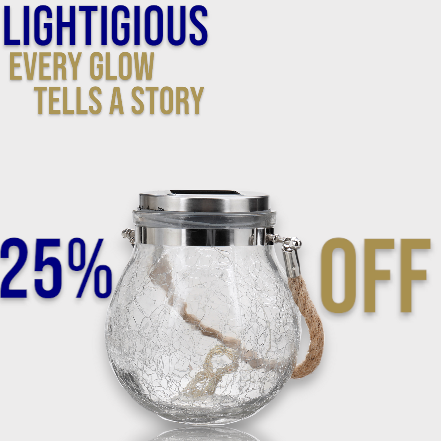 Lightigious™ -  Cracked Glass Solar Mason Jar Light