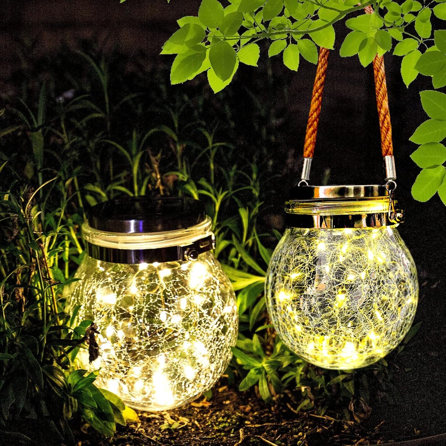 Lightigious™ -  Cracked Glass Solar Mason Jar Light